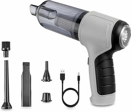 ® Şarjlı Araç Süpürgesi 120W 6000Pa – Üfleme Özellikli Mini El Süpürgesi Oto Ofis Klavye Kasa Vakum Şişirme Seti