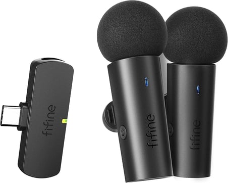 2 Mikrofonlu Kablosuz Yaka Sistemi, YouTube Video Röportaj Vlog için Yaka Mikrofonlu Net Ses, Android Telefon/Tablet/Iphone15 (USB C) Dizüstü Bilgisayar-M8 için Tip C Alıcılı Çift Mini Mikrofon