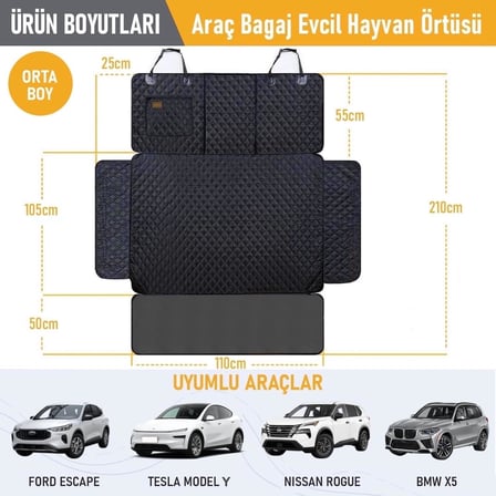 Araç Bagaj Örtüsü, Evcil Hayvan Köpek Bagaj Koruma Kılıfı - Suv, Sedan, Pickup Panelvan Bagaj Havuzu, Araba İçin Su Geçirmez Bagaj Koruyucu Kılıf Örtü Mat- Medium - Siyah