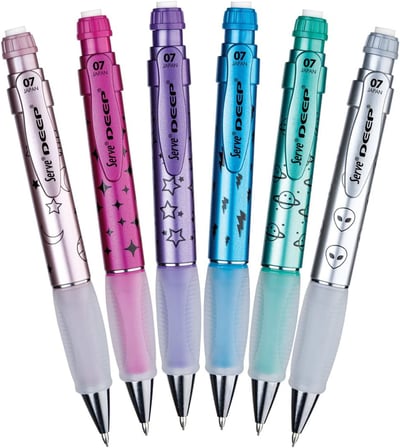 Deep Mekanik Kurşun Kalem 0.7 mm Metalik Pembe Pırıltı Deseni