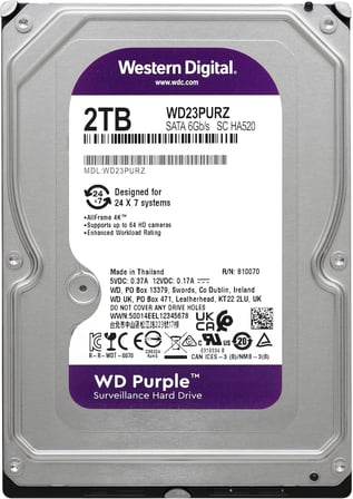 Western Digital 2TB Mor Gözetim Dahili Sabit Disk HDD - SATA 6 Gb/s, 64 MB Önbellek, 3.5" - WD23PURZ