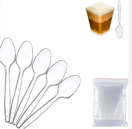 Bp Bizden Pastacılık Plastik Prizma Tatlı Kabı 200 cc – 50 Adet + 50 Tatlı Kaşığı Hediyeli Şeffaf Sunum Kabı çok renkli