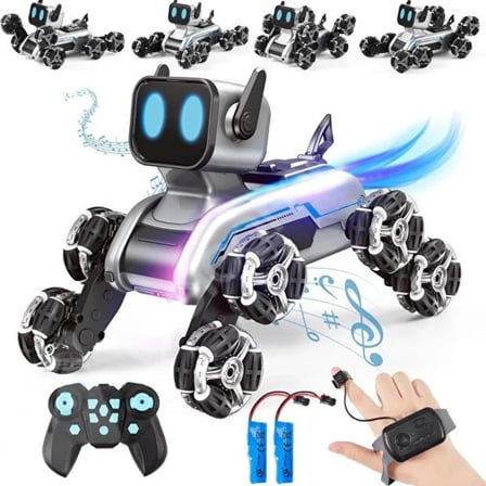 Oyuncak Uzaktan Kumandalı Bilekten Kontrol 8 Teker Buharlı Şarjlı 2.4G RC Köpek Robot Araba Çocuk Oyuncak