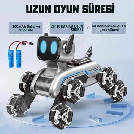 Oyuncak Uzaktan Kumandalı Bilekten Kontrol 8 Teker Buharlı Şarjlı 2.4G RC Köpek Robot Araba Çocuk Oyuncak