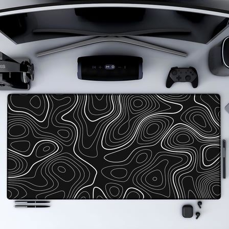 90X40 CM XXL Gaming Mouse Pad [High Density Hybrid Kumaş] [Kaymaz Taban] [Yüksek Çözünürlüklü Baskı] Fare Altlığı Oyuncu Mousepad (Siyah İzohips)