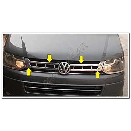 DB Chrome VW T5 Multivan Ön Panjur Nikelajı 2010-2014 2 Parça P.Çelik