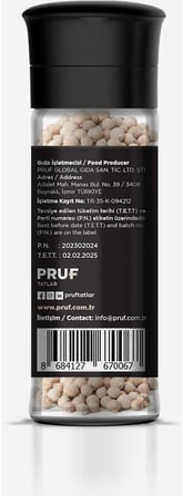Beyaz Biber Tane 60 Gr. Cam Şişe Değirmen Kapak