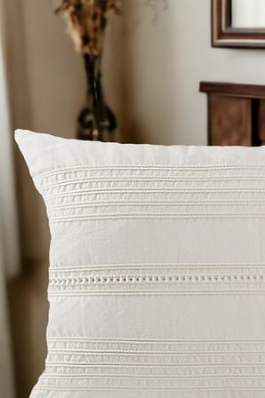 Asdiva Buldan Dokuma Bohem Tasarım%100 Pamuklu 45X45Cm Kırlent Kılıfı Krem Krem