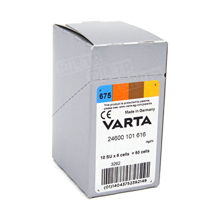 Varta 675 Numara Işitme Cihaz Pili 6X10 (60 Adet)