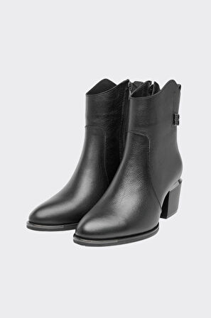 Fermuarlı Hakiki Deri Kadın Bot