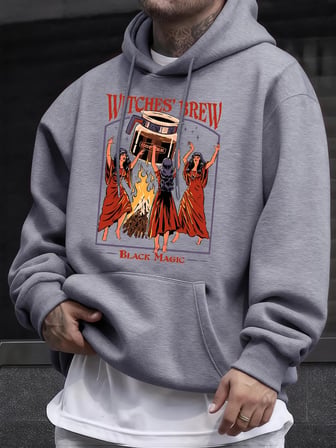 Cadılar Brew Black Magic Baskılı Erkek Kazak Rahat Kazak Gevşek Trendy Tüm Maç Hoody Unisex S