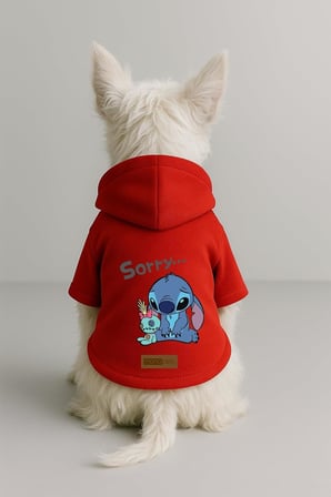Baskılı İçi Polarlı Köpek Ve Kedi Kıyafeti &amp; Elbisesi - Turuncu Renk Kapüşonlu Hoodie Bfb4E S