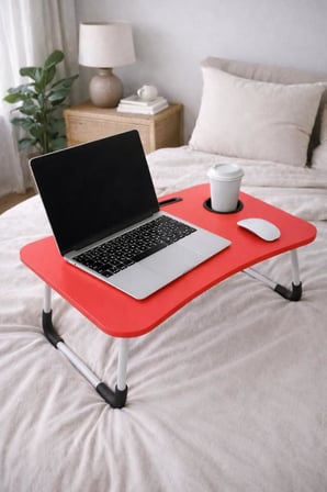Portatif Atlantik Kırmızı Renk Laptop Sehpası Katlanabilir Çalışma Masası Kahvaltı Masası