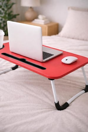 Portatif Atlantik Kırmızı Renk Laptop Sehpası Katlanabilir Çalışma Masası Kahvaltı Masası