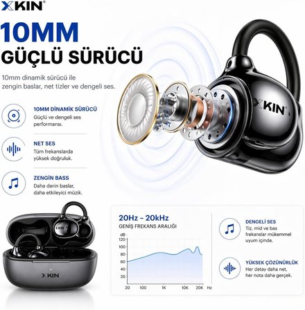 -73 TWS Open-Ear Bluetooth Kulaklık Küpe Tipi Ear Hook Kablosuz Earbuds Noise Cancelling Type-C iPhone Android Uyumlu
