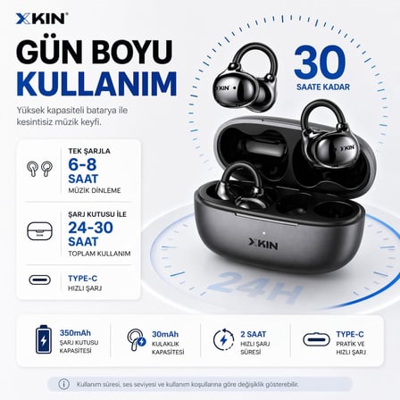 -73 TWS Open-Ear Bluetooth Kulaklık Küpe Tipi Ear Hook Kablosuz Earbuds Noise Cancelling Type-C iPhone Android Uyumlu