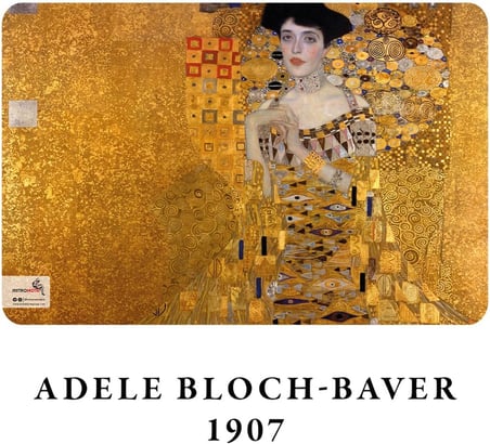 Gold Series - A5, Gustav Klimt 4'lü Defter Seti I, Çizgisiz, Toplam 256 Sayfa, Her biri 64 Sayfa, Tel Dikiş, Esnek Kapak, Oval Kenar, Tuval Doku, 60 gram, Sarı Krem Renk