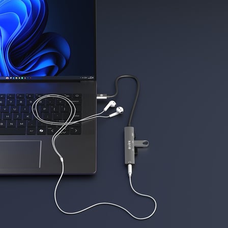 SWV-USBC024 4 in 1 Gri Metal TypeC to 2*USB2.0 USB-C, 3.5mm Aux Port Type C Adaptör