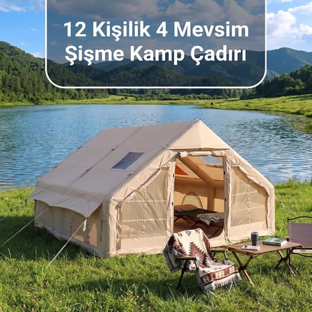 PİKAS Rovos 12 Kişilik XXL Şişme Kamp Çadırı | 4 Mevsim Büyük Aile Çadırı | Su Geçirmez Oxford Kumaş | Kamp, Glamping ve Outdoor Çadırı