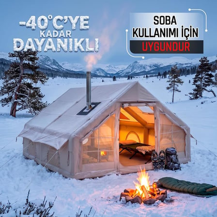 PİKAS Rovos 12 Kişilik XXL Şişme Kamp Çadırı | 4 Mevsim Büyük Aile Çadırı | Su Geçirmez Oxford Kumaş | Kamp, Glamping ve Outdoor Çadırı