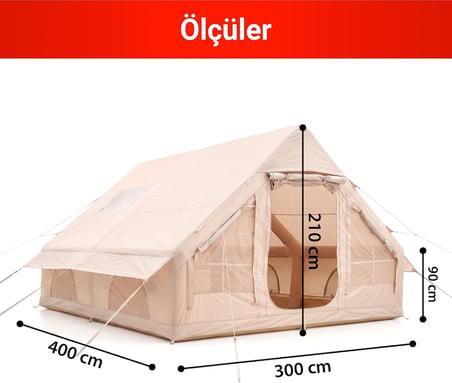 PİKAS Rovos 12 Kişilik XXL Şişme Kamp Çadırı | 4 Mevsim Büyük Aile Çadırı | Su Geçirmez Oxford Kumaş | Kamp, Glamping ve Outdoor Çadırı