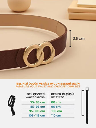 Sonsuz Gold Tokalı Kahve Kadın Kemer