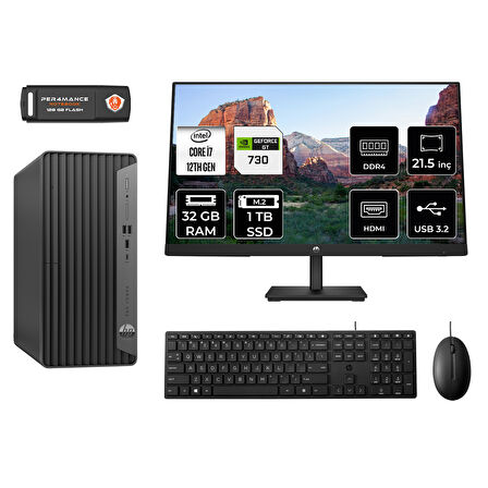 HP PRO TOWER 400 G9 M9EAD328 i7 12700 32GB RAM 1TB SSD GT730 4GB 21.5" FDOS MASAÜSTÜ PC