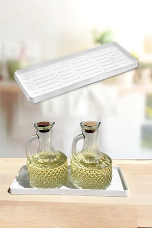 Silikon Yağdanlık Yağlık Standı Altlık,Çok Amaçlı Organizer Sunumluk,Sabunluk Altlığı, 26X10 Cm Beyaz