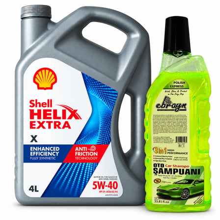SHELL HELİX EXTRA X MOTOR YAĞI 5W-40 4 Litre + Oto Şampuan 1000 ml 