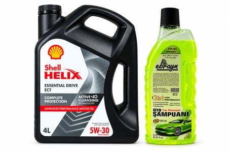SHELL HELİX ESSENTIAL DRIVE ECT DPF 5W-30 4 Litre + Oto Şampuan 1000 ml 