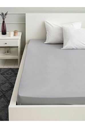 Gri 120x200 (ARA BOY) Penye Lastikli Çarşaf
