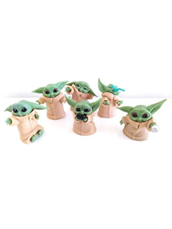 6 lı Star Wars 3D Baby Yoda Mini Figür Seti Oyuncak 6cm