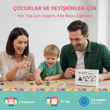 Stones Manyetik Taş Oyunu – Çocuklar ve Yetişkinler için 24 Parça Manyetik Satranç Seti