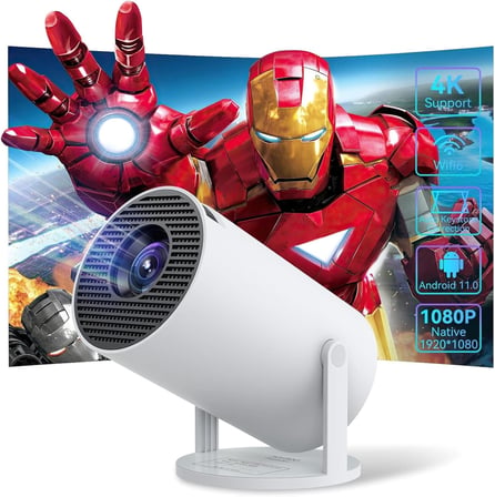 4K HY300 Pro Projeksiyon Cihazı, 1080P Full HD Görüntü Kalitesi, 200 ANSI Lümen Parlaklık, Dahili Hoparlörlü, HDMI USB Bağlantılı WiFi 6 Bluetooth 5, 40-130 Inch Görüntü, Ev Ofis İş Yeri İçin Uygun