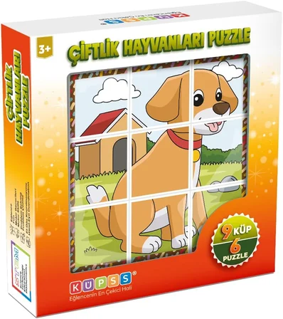 Çiftlik Hayvanları 3D Puzzle - 9 Küp 6 Yapboz