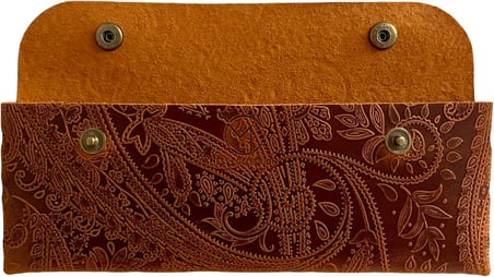 El Yapımı Kalemlik Hakiki Deri, Deri Küçük Kalem Kutusu – İş, Ofis, Okul Aksesuar Tutucu, Klasik ve Minimal El Yapımı Tasarım Vintage Kalemlik (Desenli Camel)