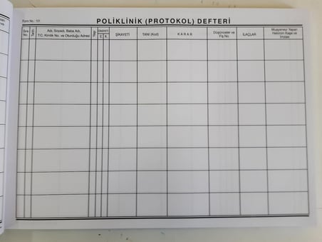 Poliklinik-Protokol Defteri 24x35 cm 400 sayfa