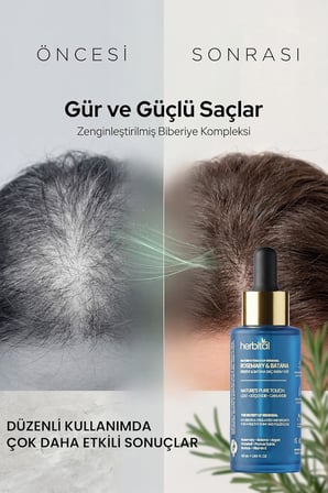 Zenginleştirilmiş Biberiye Yağı | Dökülme ve Beyazlama Karşıtı | Batana, Argan, Badem, Vitamin E