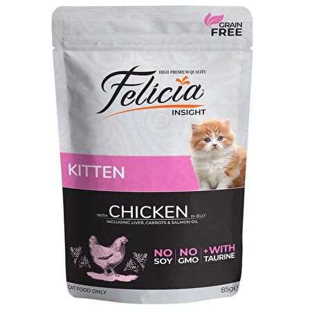 Felicia Tavuklu Yavru Kedi Pouch Mama 85 Gr x 12 Adet