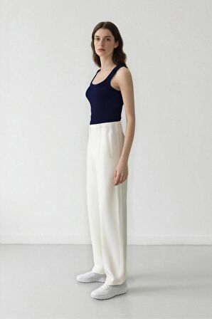 Crop Klasik Kumaş Pantolon Carrot Fit Fermuarlı Yüksek Bel Basic Düz Dar Paça