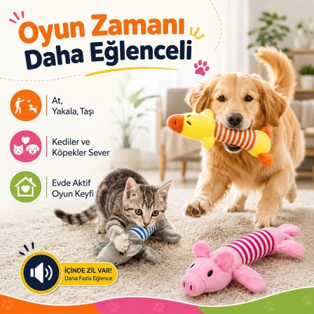 Peluş Domuzcuk Kedi Köpek Oyuncağı - Isırınca Ses Çıkaran İnteraktif Oyun Arkadaşı - Yumuşak Dokulu Çizgili Tasarım - Yavru ve Yetişkin Evcil Hayvanlar İçin - 25 x 10 x 4 cm - Pembe