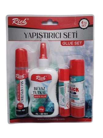 Rich Yapıştırıcı Seti 4'lü, Sıvı Yapıştırıcı ve Beyaz Tutkal
