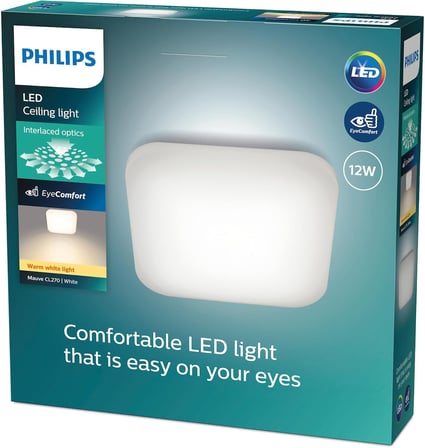 Philips Mauve Kare Tavan Lambası 12W 2700K Sarı Işık