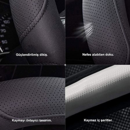 ML1003N Premium Suni Deri Direksiyon Kılıfı, SİYAH