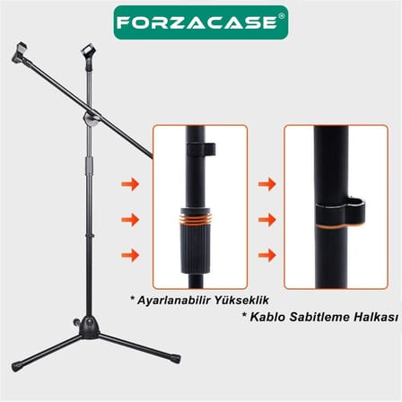 Zemin için 360 Döner Profesyonel Metal Mikrofon Standı 170 cm - FC1075