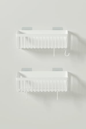 Banyor Yapışkanlı Banyo Rafı, 2'Li Banyo Düzenleyici Organizer Banyo Duş Rafı Şampuanlık, Plstik Beyaz