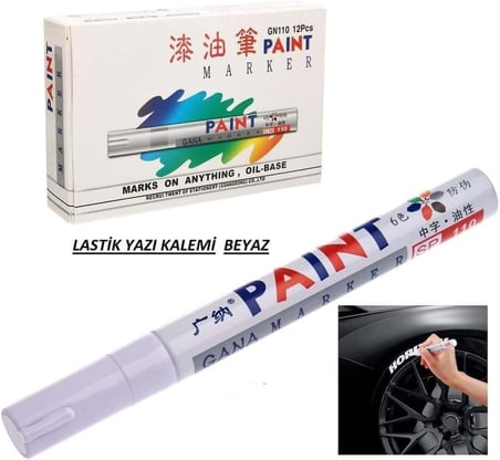 otodemir Araç Lastik Yazı Kalemi - Araba Lastik Yazı Kalemi - Lastik Yazısı Boyama Kalem - Lastik Kalem Beyaz
