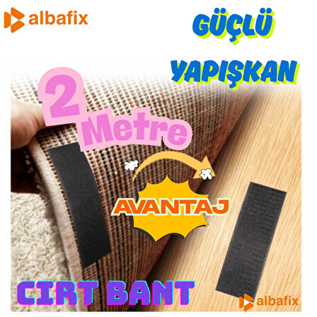 Kendinden Yapışkanlı Cırt Bant 2cmx2metre Siyah , Arkaları Güçlü Yapışkanlı (2 m halka ve 2 m kanca birlikte takım) 