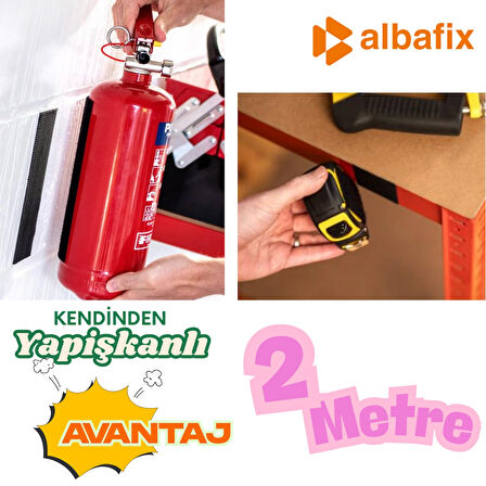 Kendinden Yapışkanlı Cırt Bant 2cmx2metre Siyah , Arkaları Güçlü Yapışkanlı (2 m halka ve 2 m kanca birlikte takım) 