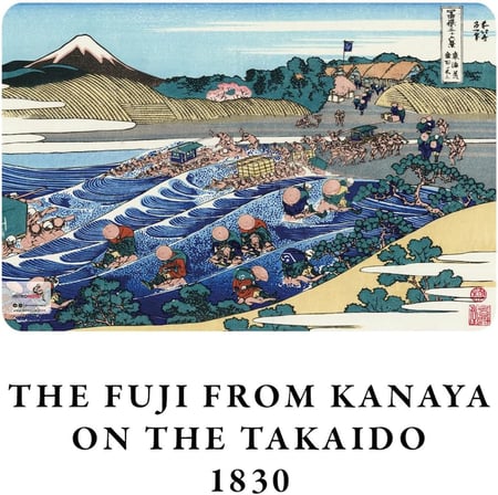 Mount Fuji Series III - A6, Hokusai 4'lü Defter Seti III, Çizgisiz, Toplam 192 Sayfa, Her biri 48 Sayfa, Tel Dikiş, Esnek Kapak, Oval Kenar, Tuval Doku, 60 gram, Sarı Krem Renk